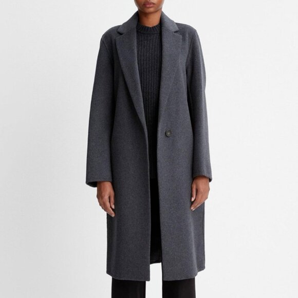 NWT Vince Classic Wool-Blend Straight Coat XXS (fits XS) - Picture 1 of 6